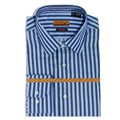 Enzo Tovare Men's Blue Herringbone Stripe Cotton Dress Shirt