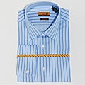 Enzo Tovare Men's Blue Stripe Cotton French-Cuff Dress Shirt