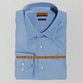 Enzo Tovare Men's Blue Pattern Cotton Dress Shirt