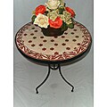 Iron Mosaic Burgundy and Natural Star Table (Morocco)