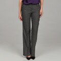 Flirtatious Junior's Black Tweed Faux-leather Trim Dress Pants