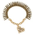 Disney Goldtone Heart Charm 7-inch Stretch Bracelet