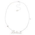 Disney Silverplated Clear Glass 'Believe' Necklace