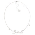 Disney Silverplated Clear Glass 'Believe' Necklace
