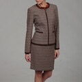 Evan Picone Women's Dark Chocolate Combo Zip-front Jacket