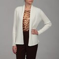 Evan Picone Women's Ivory Ribbed Cardigan