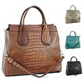 Dasein Faux Leather Embossed Croco Satchel