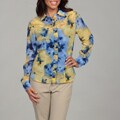 Evan Picone Women's Blue/ Yellow Floral Blouse