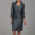 Tahari Women's Black/ Blue 3-button Skirt Suit