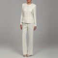 Tahari Women's Ivory/ White Three-button Pant Suit