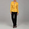 Tahari Women's Gold Burst Belted Jacket Pant Suit
