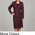 DS Studio Women's Three-button Herringbone Skirt Suit