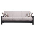 Portfolio Belfry Convert-a-Couch Gray Chenille Wood Arm Futon Sofa Sleeper