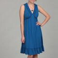 Sangria Women's Blue Cinched Ruffle Dress