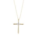 10k Yellow Gold 1/10ct TDW Diamond Cross Necklace (H-I, I2-I3)