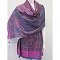 Selection Privee Paris 'Lola' Blue/ Purple Paisley Wool- and Silk-blend Wrap