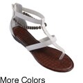 Journee Collection Women's 'Latte' Bead Accent Gladiator Sandals