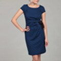 Spense Women's Blue/ Black Stripe Tie Detail Dress