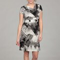 Spense Women's Black/ White Abstract Button Dress