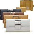 Dasein Faux Leather Buckled Checkbook Wallet