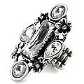 West Coast Jewelry Silvertone Crystal Stretch Ring