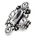 West Coast Jewelry Silvertone Crystal Stretch Ring