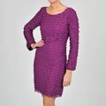 Cachet Women's Purple Mini-tier Long Sleeve Sheath Dress