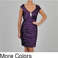 Cachet Women's Portrait Collar Taffeta Evening Dress