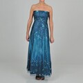 NV Couture Women's Glitter Teal/ Navy Ball Gown