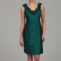 London Times Women's Pine Ruffled Shantique Sheath Dress