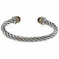 Sunstone Sterling Silver Black Agate Cable Cuff Bracelet
