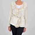 Damselle New York Women's Faux Fur Blush Belted Coat