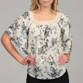 Cupio Women's Blue Abstract Square Neck Blouse