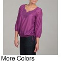 Cupio Women's Embellished Neck Peasant Top