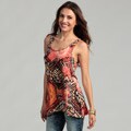 Cupio Women's Coral Brown Navajo Braided Top