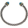 Sunstone Sterling Silver Blue Turquoise Cable Cuff Bracelet