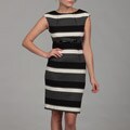 Calvin Klein Women's Charcoal Stripe Belted Dress