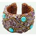 Turquoise and Amethyst 'Mai' Bead Cuff Bracelet (Thailand)