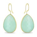 Goldtone Sea Green Chalcedony Dangle Earrings (30ct TGW)
