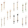 Adee Waiss Sterling Silver Pearl and Crystal Tassel Chain Dangle Earrings