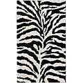 Luna Black and White Zebra Shag (8' x 10')