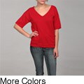 Cable & Gauge Women's Deep V-neck Ribbed Sweater