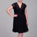 KM Collections Women's Plus Size Black Lace Chiffon Dress