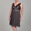 KM Collections Women's Plus Size Gunmetal Pleated Dress