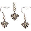 New Orleans Saints Necklace and Dangle Earring Charm Set