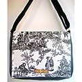 Handmade Medium Black Day of the Dead Messenger Bag 