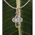 Sterling Silver Blue Flower Mini Cross Necklace (Mexico)