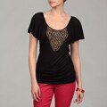 Cable & Gauge Women's Black Beaded Flutter Sleeve Top