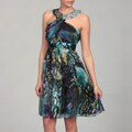 Miss Sixty Women's Black Multi Print Beaded Dress