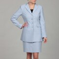 Emily Women's Light Periwinkle Four-button Skirt Suit